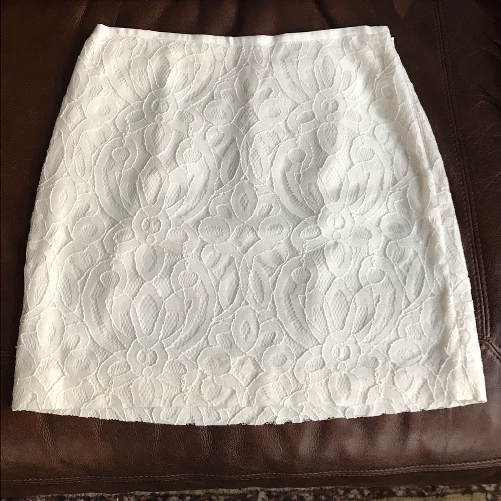 Ann Taylor Loft White Lace Overlay Skirt